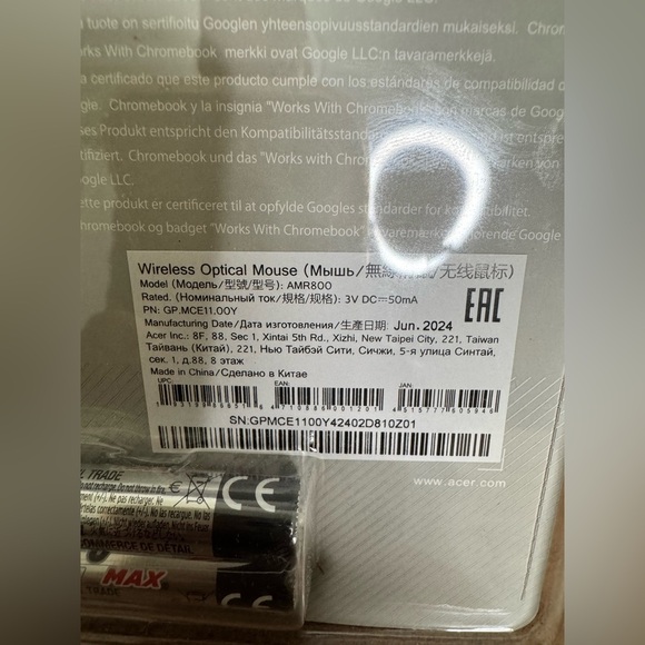 NIB Acer M501 Wireless Mouse Certified by Works With Chromebook White (AMR800W) - Picture 6 of 6